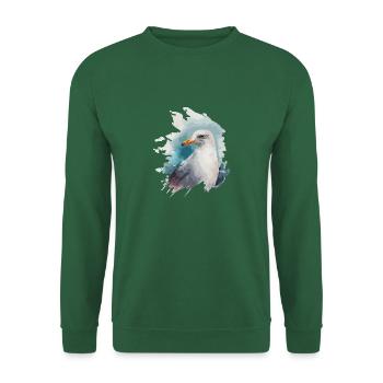 Stylish North Sea Coast Seagull Watercolor - Unisex Sweatshirt - green - Front