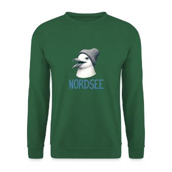 Gute Laune Nordsee - Moin Möwe mit Beanie Mütze - Unisex Pullover - Grün - Vorne