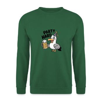 Party Hard Nordsee Möwe Hut Bier Feier Geburtstag - Unisex Pullover - Grün - Vorne