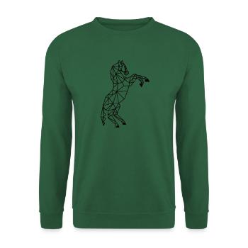 aufbäumendes Pferd in geometrischer Darstellung - Unisex Pullover - Grün - Vorne