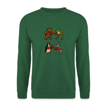 Bär Frosch Pinguin Hase Boxen Boxkampf Ring Kampf - Unisex Pullover - Grün - Vorne