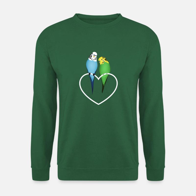 Wellensittich Paar Herz - Unisex Pullover - Grün