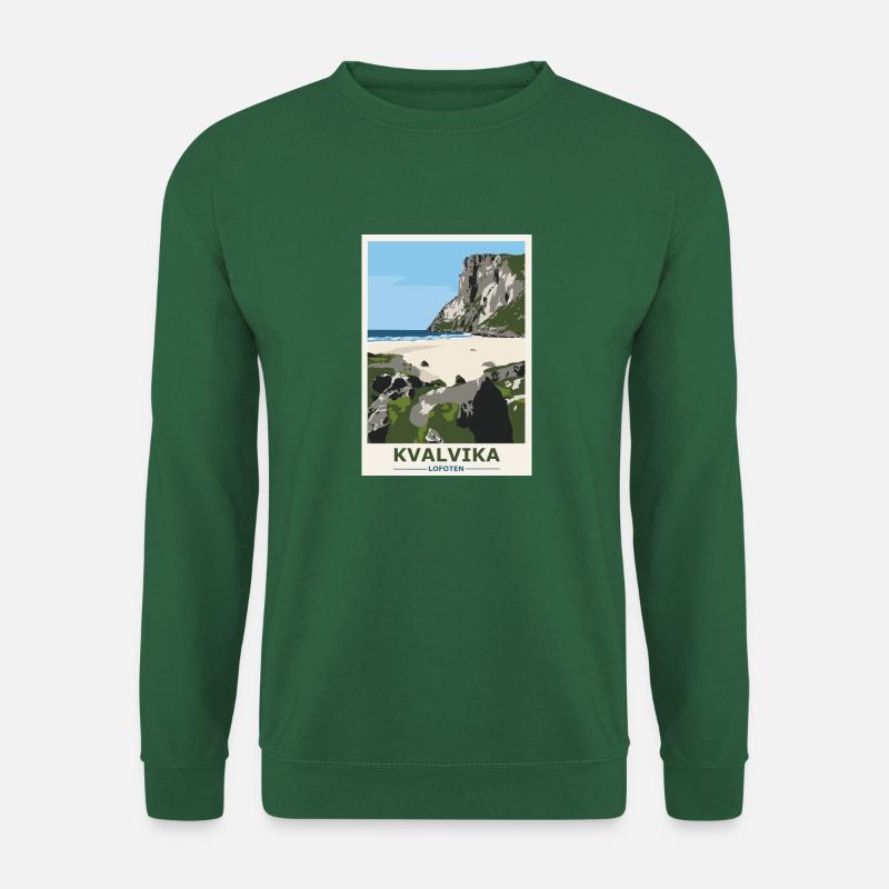 Kvalvika Beach Lofoten Norwegen Geschenk und Idee - Unisex Pullover - Grün