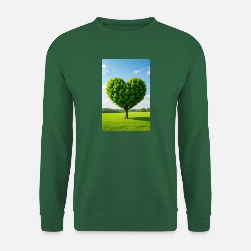Herzbaum auf Sonnenbeschienener Wiese - Unisex Pullover - Grün