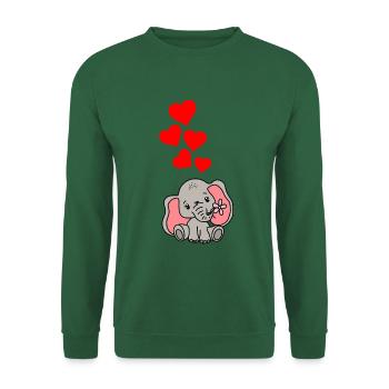 Elefant Herz Liebe - Unisex Pullover - Grün - Vorne