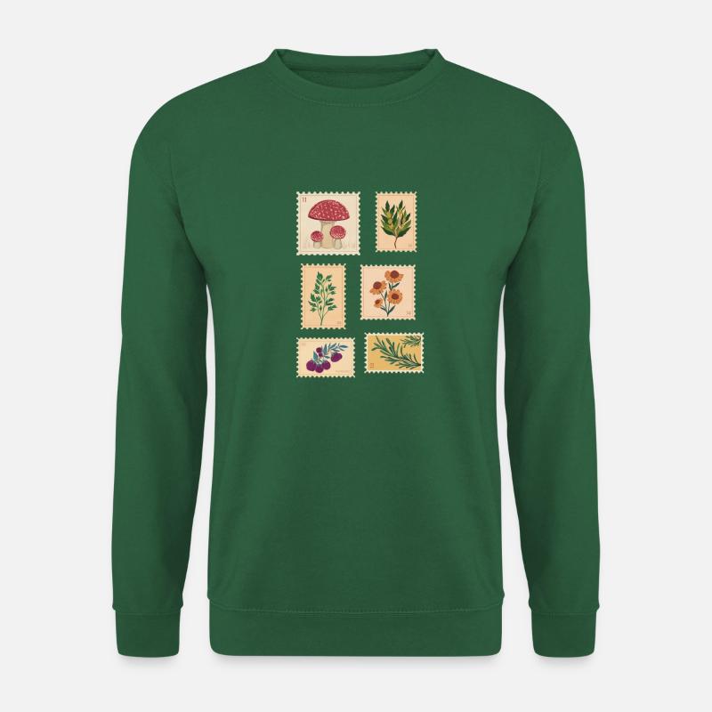 Botanik Pflanzen Briefmarken - Unisex Pullover - Grün