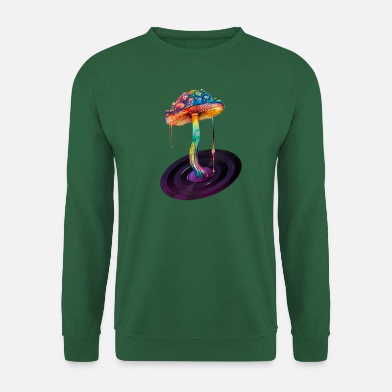 psychedelischer Pilz auf Vinyl-Schallplatten-T-Shirt - Unisex Pullover - Grün