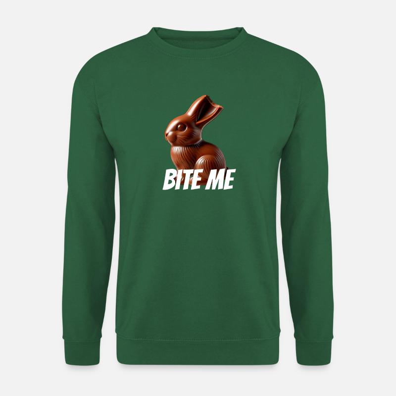 🍫 Bite Me – Lustiger Schokoladenhase 🐰 - Unisex Pullover - Grün