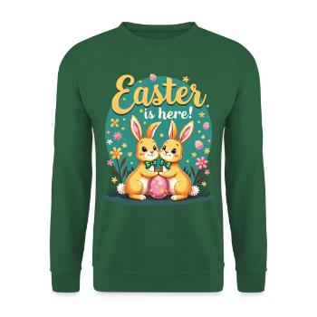 Pâques est là – Doux lapins de Pâques avec œuf de Pâques - Sweat-shirt Unisexe - vert foncé - Devant