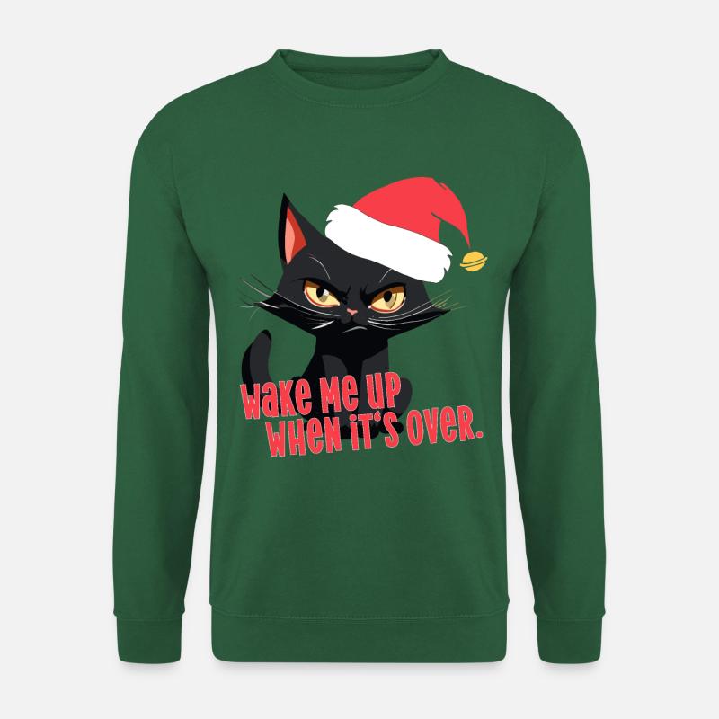 Katze Weihnachten angry cat xmas santa's hat fun - Unisex Pullover - Grün