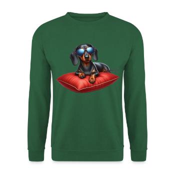 Niedlicher Dackel mit Sonnenbrille - Unisex Pullover - Grün - Vorne