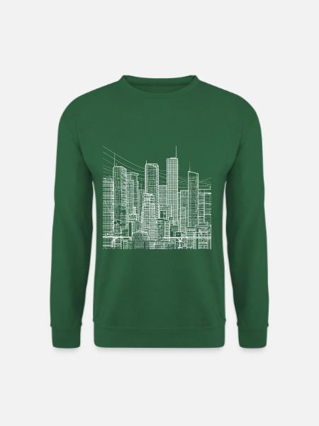Grande métropole urbaine avec gratte-ciel - Lineart - Sweat-shirt Unisexe - vert foncé
