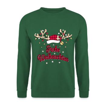 Frohe Weihnachten, Ugly Christmas Sweater, Plaid - Unisex Pullover - Grün - Vorne