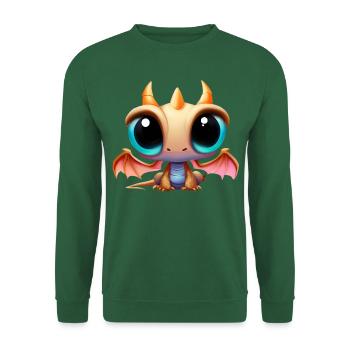 Niedlicher Drache mit großen Augen - Unisex Pullover - Grün - Vorne