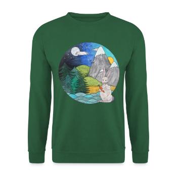Hase Kaninchen Landschaft Outdoor Naturliebhaber - Unisex Pullover - Grün - Vorne