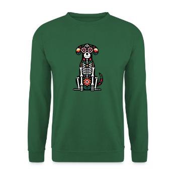 Floral Skeleton Dog Halloween - Unisex Pullover - Grün - Vorne