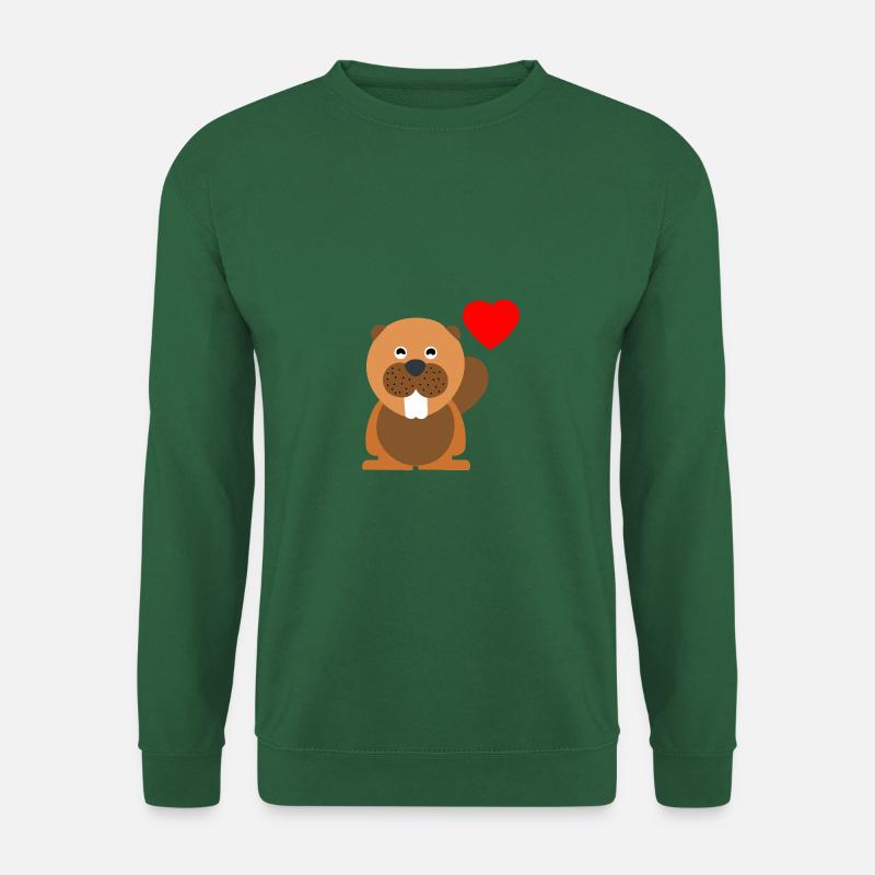 Biber Herz Nagetier - Unisex Pullover - Grün