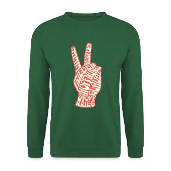 Frieden für die Welt: Hand Symbol stoppt den Krieg - Unisex Pullover - Grün - Vorne