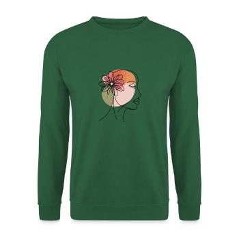 Visage, Tête, Mademoiselle, Femme, Beauté, Visage, Fleur - Sweat-shirt Unisexe - vert foncé - Devant