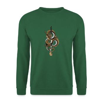 Japanese inspired Dragon Weaving around Sword. - Unisex Sweatshirt - green - Front
