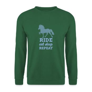 Reiten Essen Schlafen Reiter Islandpferd - Unisex Pullover - Grün - Vorne