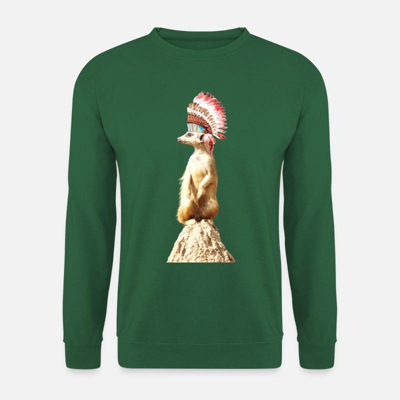 Erdmännchen mit Federschmuck - Unisex Pullover - Grün