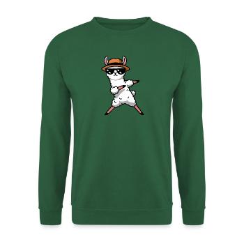 Comic Alpaka Lama Hut Party Sonnenbrille Tanz Bolt - Unisex Pullover - Grün - Vorne