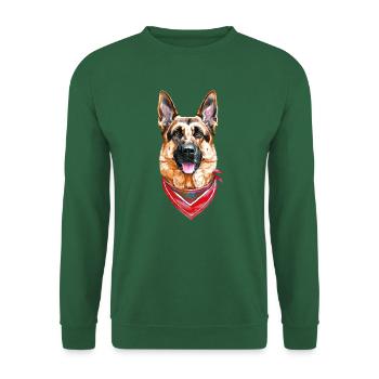 Deutscher Schäferhund mit Bandana - Unisex Pullover - Grün - Vorne