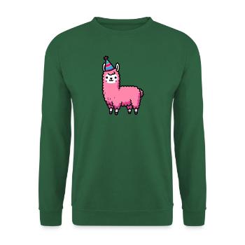 Party Lama Alpaka Pink Partyhut Geburtstag Feier - Unisex Pullover - Grün - Vorne