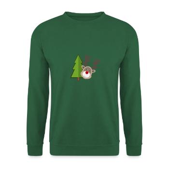 Weihnachtsrentier: Die rote Nase & der Tannenbaum - Unisex Pullover - Grün - Vorne