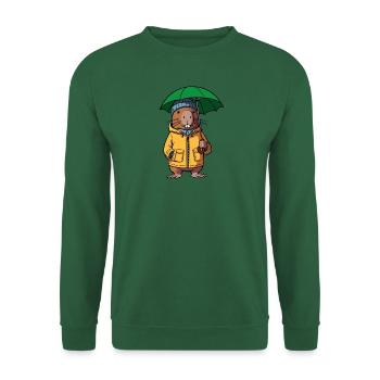 Comic Capybara Regenjacke Mütze Regenschirm Gelb - Unisex Pullover - Grün - Vorne