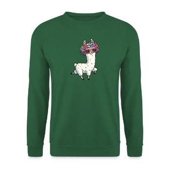 Comic Llama Alpaca Flower Sunglasses Hippie Dancer - Unisex Sweatshirt - green - Front