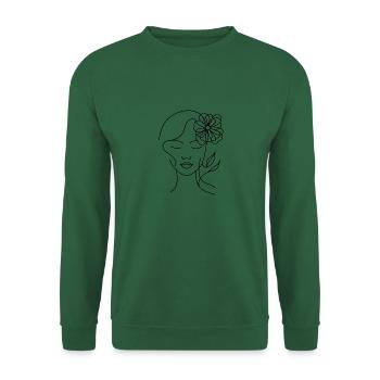 Visage, Tête, Mademoiselle, Femme, Beauté, Visage, Fleur - Sweat-shirt Unisexe - vert foncé - Devant