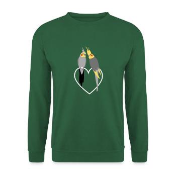 Nymphensittich Liebespaar auf Herz - Unisex Pullover - Grün - Vorne