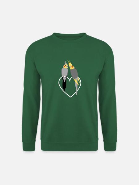 Nymphensittich Liebespaar auf Herz - Unisex Pullover - Grün