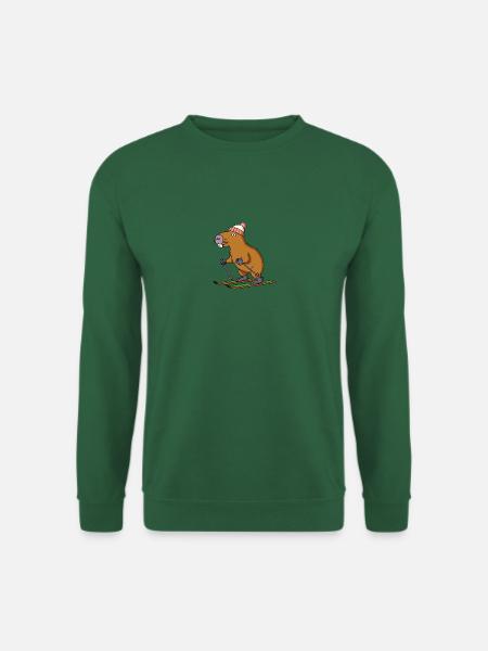 Comic Wasserschwein Capybara Ski Mütze Piste Alpen - Unisex Pullover - Grün