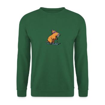 Comic Capybara Bonnet de ski Moniteur de ski Descente - Sweat-shirt Unisexe - vert foncé - Devant