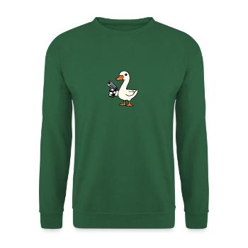 Weiße Gans Ente Entchen Pistole Attacke Abwehr - Unisex Pullover - Grün - Vorne