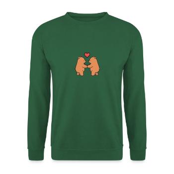 Zwei verliebte Bären Paar Braun Herz Liebe Hände - Unisex Pullover - Grün - Vorne
