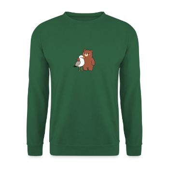 Moin Möwe Vogel Bär Freundschaft Liebe Umarmung - Unisex Pullover - Grün - Vorne