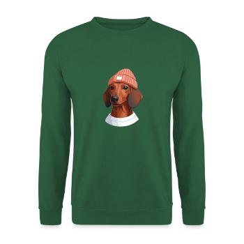 Dachshund Dog with Beanie Hat Pet Friendship - Unisex Sweatshirt - green - Front