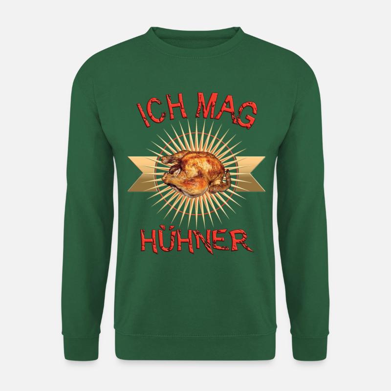 Lustiges Shirt: Ich mag Hühner als Brathähnchen - Unisex Pullover - Grün