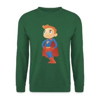 Cartoon Superhero Boy - Sauver le monde pour les enfants - Sweat-shirt Unisexe - vert foncé - Devant