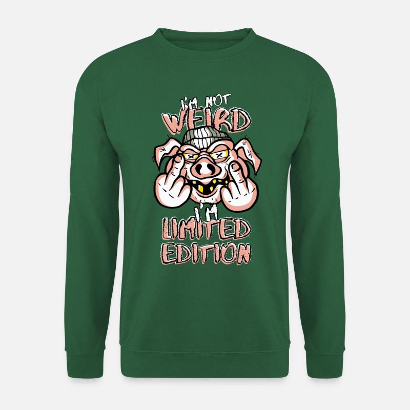 Cartoon Pig with Middle Finger - Limited Edition - Unisex Sweatshirt - green