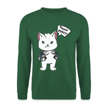 Tattoo Katze mit Tätowiermaschine - Unisex Pullover - Grün - Vorne