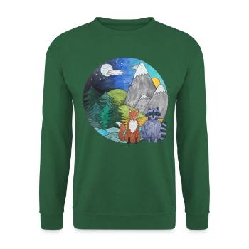 Landscape Fox Raccoon Outdoor Nature Lovers - Unisex Sweatshirt - green - Front