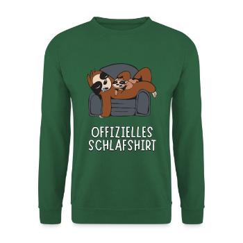 Offizielles Schlafshirt - Faultier Papa mit Kind - Unisex Pullover - Grün - Vorne