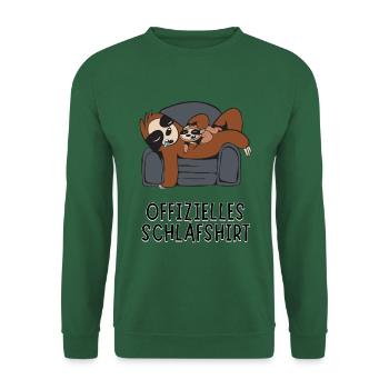 Offizielles Schlafshirt - Faultier Papa mit Kind - Unisex Pullover - Grün - Vorne