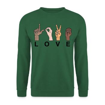 L’amour en langue des signes / AMOUR - Sweat-shirt Unisexe - vert foncé - Devant