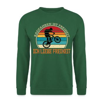 Spruch Fahrrad Radfahren ist Freiheit - Unisex Pullover - Grün - Vorne